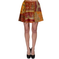 India Print Realism Fabric Art Skater Skirts