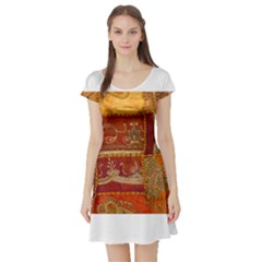 India Print Realism Fabric Art Short Sleeve Skater Dresses by TheWowFactor