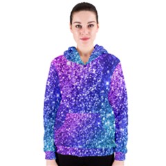 Glitter Ocean Bokeh Women s Zipper Hoodies