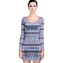 Fancy Tribal Border Pattern Blue Long Sleeve Bodycon Dresses View1