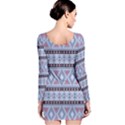 Fancy Tribal Border Pattern Blue Long Sleeve Bodycon Dresses View2