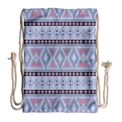 Fancy Tribal Border Pattern Blue Drawstring Bag (large)