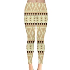 Fancy Tribal Border Pattern Beige Women s Leggings by ImpressiveMoments