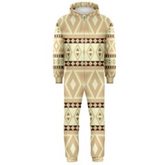 Fancy Tribal Border Pattern Beige Hooded Jumpsuit (men) 