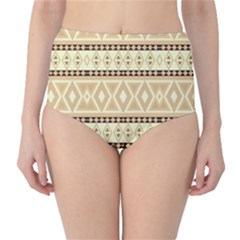 Fancy Tribal Border Pattern Beige High-waist Bikini Bottoms