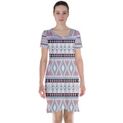 Fancy Tribal Border Pattern Soft Short Sleeve Nightdresses