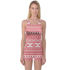 Fancy Tribal Borders Pink Women s Boyleg One Piece Swimsuits