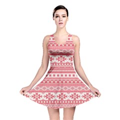 Fancy Tribal Borders Pink Reversible Skater Dresses