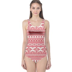 Fancy Tribal Borders Pink Women s One Piece Swimsuits