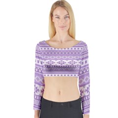 Fancy Tribal Borders Lilac Long Sleeve Crop Top