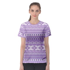 Fancy Tribal Borders Lilac Women s Sport Mesh Tees