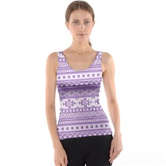 Fancy Tribal Borders Lilac Tank Tops