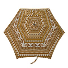 Fancy Tribal Borders Golden Mini Folding Umbrellas