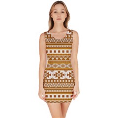 Fancy Tribal Borders Golden Bodycon Dresses