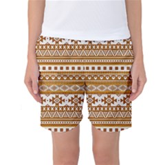 Fancy Tribal Borders Golden Women s Basketball Shorts