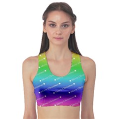 Merry Christmas,text,rainbow Sports Bra by ImpressiveMoments