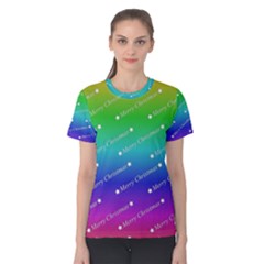 Merry Christmas,text,rainbow Women s Cotton Tees