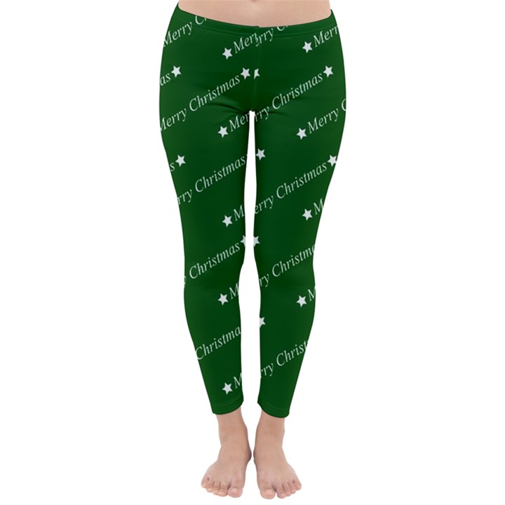 Merry Christmas,text,green Winter Leggings