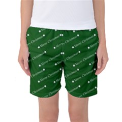 Merry Christmas,text,green Women s Basketball Shorts by ImpressiveMoments