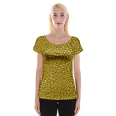 Sparkling Glitter Golden Women s Cap Sleeve Top