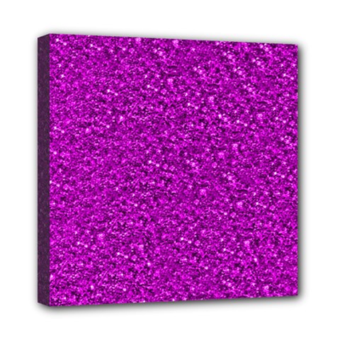 Sparkling Glitter Hot Pink Mini Canvas 8  X 8 