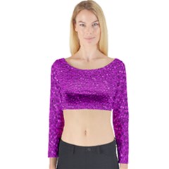 Sparkling Glitter Hot Pink Long Sleeve Crop Top by ImpressiveMoments