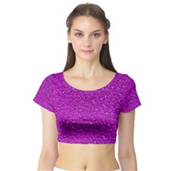 Sparkling Glitter Hot Pink Short Sleeve Crop Top