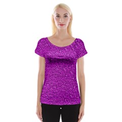 Sparkling Glitter Hot Pink Women s Cap Sleeve Top