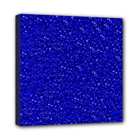 Sparkling Glitter Inky Blue Mini Canvas 8  X 8 