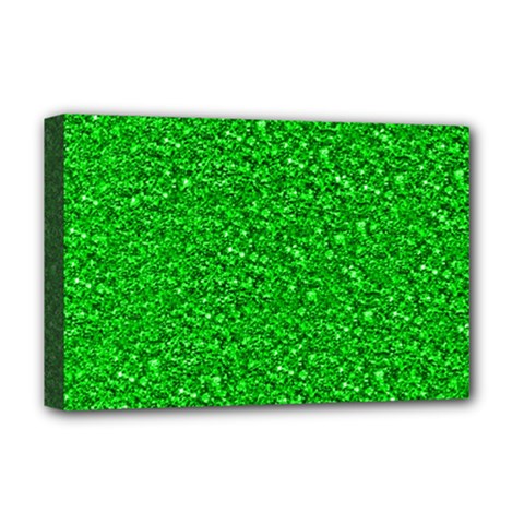 Sparkling Glitter Neon Green Deluxe Canvas 18  X 12  