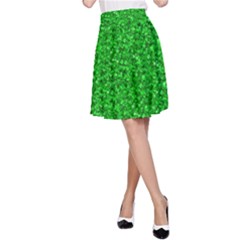 Sparkling Glitter Neon Green A-line Skirts