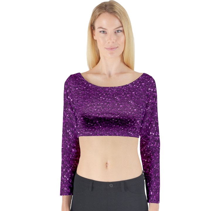 Sparkling Glitter Plum Long Sleeve Crop Top