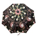 Peach Swirls on Black Folding Umbrellas View1