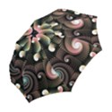 Peach Swirls on Black Folding Umbrellas View2