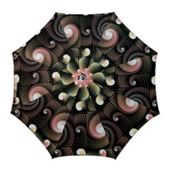 Peach Swirls On Black Golf Umbrellas