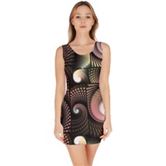 Peach Swirls On Black Bodycon Dresses