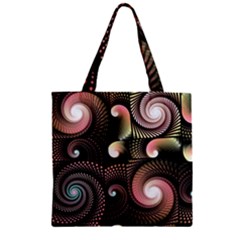 Peach Swirls On Black Zipper Grocery Tote Bags