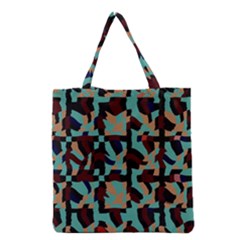 Distorted Shapes In Retro Colors Grocery Tote Bag by LalyLauraFLM