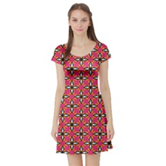 Cute Pretty Elegant Pattern Short Sleeve Skater Dresses