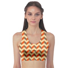 Modern Retro Chevron Patchwork Pattern  Sports Bra