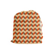 Modern Retro Chevron Patchwork Pattern  Drawstring Pouches (large) 