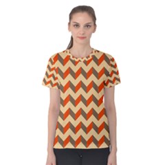 Modern Retro Chevron Patchwork Pattern  Women s Cotton Tees