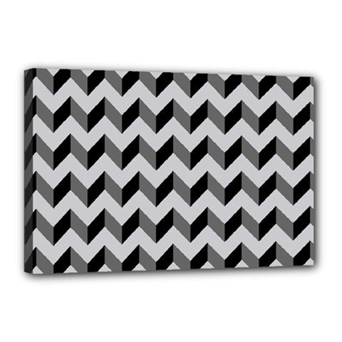 Modern Retro Chevron Patchwork Pattern  Canvas 18  X 12 