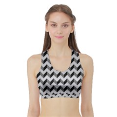 Modern Retro Chevron Patchwork Pattern  Women s Sports Bra With Border