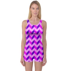 Modern Retro Chevron Patchwork Pattern Women s Boyleg One Piece Swimsuits