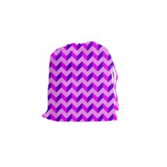 Modern Retro Chevron Patchwork Pattern Drawstring Pouches (small) 