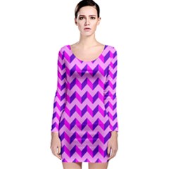 Modern Retro Chevron Patchwork Pattern Long Sleeve Bodycon Dresses by GardenOfOphir