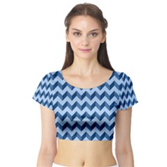 Modern Retro Chevron Patchwork Pattern Short Sleeve Crop Top