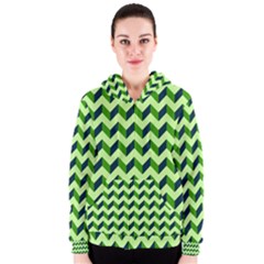 Modern Retro Chevron Patchwork Pattern Women s Zipper Hoodies