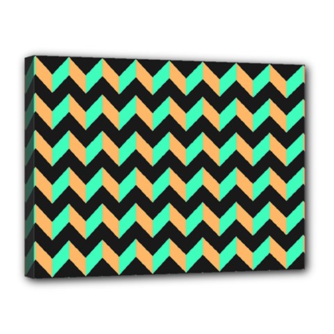 Modern Retro Chevron Patchwork Pattern Canvas 16  X 12  by GardenOfOphir